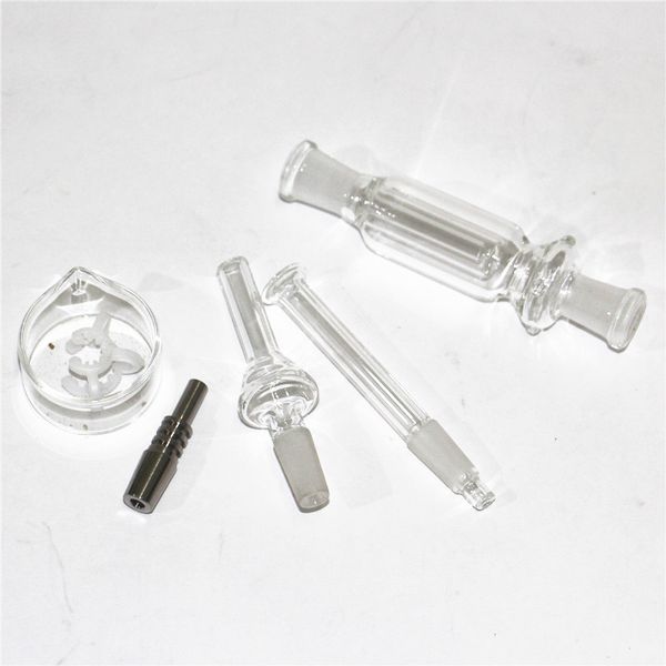 Hookah Nectar Bong Kit con titanio cuarzo Nail Dabber Dish Glass Water Pipe Mini Glass Bongs