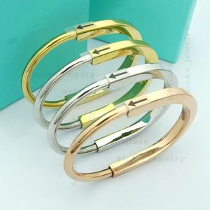 De calidad superior Herradura U Diamante Titanio Brazalete de acero Diseñador Pulsera de bloqueo Pulseras de oro rosa de plata para mujeres hombres Amantes de la joyería Regalo