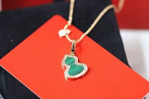 Topkwaliteit Hot ketting Rose goud mus gat steen kalebas ketting 925 sterling verzilverd 18K goud materiaal diamanten ketting groen en rood twee kleuren