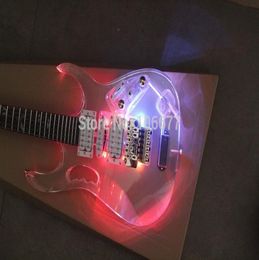 Top qualité Ibz JEM 7 V 4 types de LED acrylique Transparent clair Floyd Rose DIMarzio pick-up guitare électrique 3028432