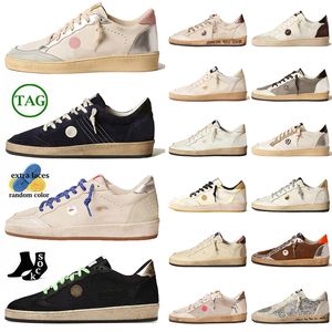 Top Calidad Italia Marca Diseñador Zapatos Casuales Para Mujer Para Hombre Lujo Ball Star Hecho A Mano Cuero Gamuza Oro Glitter Entrenadores Superior Vintage Plata Zapatillas de baloncesto