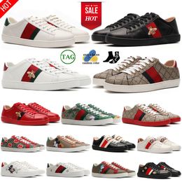 Designer Luxe merk Klassieke styling G Ace Casual Schoenen Heren Dames Bijenslang Leer Geborduurde Tijger Chaussures in elkaar grijpende Wit Zwarte Trainers Sneakers