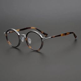 Top qualité japonaise à la main ultraléger rétro lunettes rondes cadre hommes lunettes femmes optique Prescription myopie lentille 240131