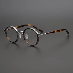 Top Kwaliteit Japanse Handgemaakte Ultralight Retro Ronde Brilmontuur Mannen Brillen Optic Recept Bijziendheid Lens 240322