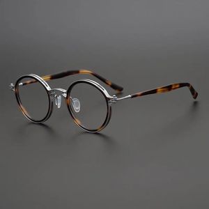 Top qualité japonaise à la main ultraléger rétro lunettes rondes cadre hommes lunettes femmes optique Prescription myopie lentille 240126