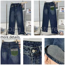 Topkwaliteit jeans voor dames modeontwerper luxe broek met contrasterende letters broek 24815