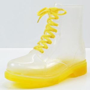 Topkwaliteit Jelly Rain Boots Damesschoenen Damesmode Dames Vlakke Transparante Martin Laarzen Waterdicht Schoen Schoonheidsvoeten