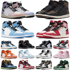 Jumpman 1 basketbalschoenen voor mannen dames og universiteit blauw verboden hyper koninklijke high donkere mokka rook grijze trainers midden sneakers sport outdoor trainers eur 36-47