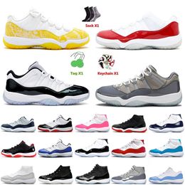 Topkwaliteit jumpman 11 basketbalschoenen koele grijze kers 11s dames heren wit jade blauw gele slangenhuid dmp concord cap en jurk hoge laaggesneden tops sneaker -trainers