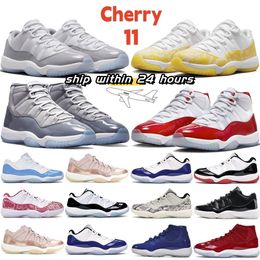 Jumpman 11 Basketbalschoenen Heren Dames Cherry 11s Midnight Navy Cool Grey cement kersengeel slangenleer Anniversary Bred Pure Violet Heren