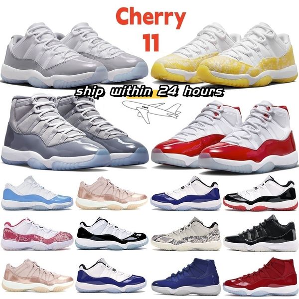 Jumpman 11 Chaussures de basket-ball Hommes Femmes Cherry 11s Midnight Navy Cool Grey ciment cerise jaune peau de serpent Anniversaire Bred Pure Violet Hommes