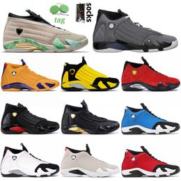 Top Quality Jumpman 14 14S Mens Basketball Chaussures Taille 13 Fortune Light Graphite Université Rouge Noir Jaune Dernier coup de feu Désert Sand Entraîneurs Sneakers 40-47
