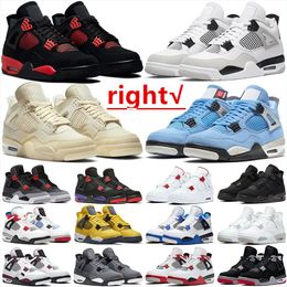 Top Qualité Jumpman 4 4s OG Hommes Basketball Designer Chaussures Université Bleu Blanc Oreo Noir Chat Noir Toile Voile Métallique Violet Rouge Thunder Infrarouge Femmes Baskets