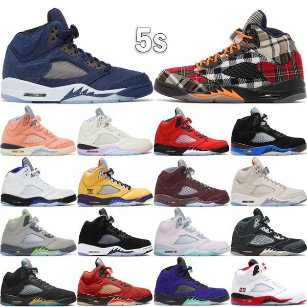 Top 5 5s Hommes Femmes Chaussures de basket-ball Jumpmans Mars pour elle Metallic GTX Off Noir T23 Tokyo UNC Midnight Navy Craft Baskets d'extérieur Taille 36-47