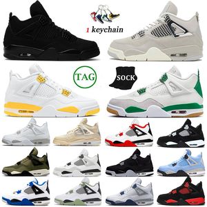 Heren basketbalschoenen Jumpman 4 Military Black Cat 4s Frozen Moments Pine Green Red Thunder Olive Sail White Oreo Seafoam Bred UNC Designer Sneakers Heren Trainers