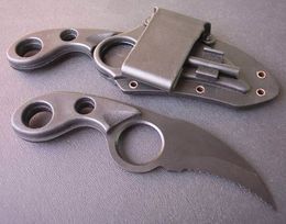 Karambit 440C lame dentelée noire de qualité supérieure, manche en plastique ABS, couteaux à griffes à lame fixe, couteau tactique avec Kydex