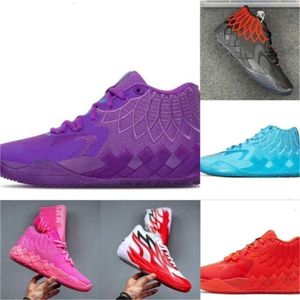 Topkwaliteit lamelo sportschoenen lamelo schoenen ball queen heren verkoop mb1 paarse glimmer roze groene zwart high sport trainer sneakers maat 7-12.5