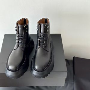 Topkwaliteit leer zwart platform Chelsea enkellaarzen Mode luxe Designer laarsjes dames Lace-up Work Martin Combat Boots