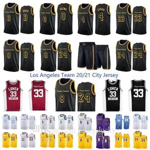 Máxima calidad Los Ángeles de la ciudad de Los Ángeles Lower Merion 33 jugador Anthony 3 Davis 23 Jugador 14 Gassol 4 Caruso 0 Kuzma Black Mamba Baloncesto juvenil Jersey