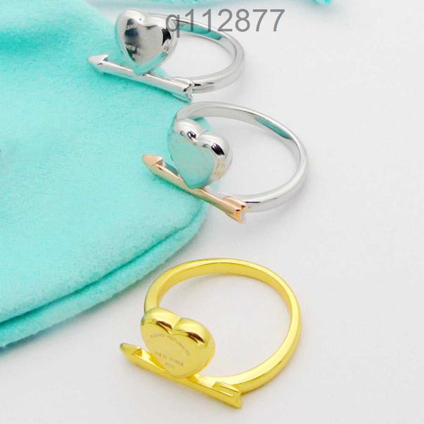 Top Qualität Liebe Ring Pfeil Und Pfirsich Herz Stempel Luxus Messing Paar Ringe Mode Frauen Designer Schmuck Gedruckt