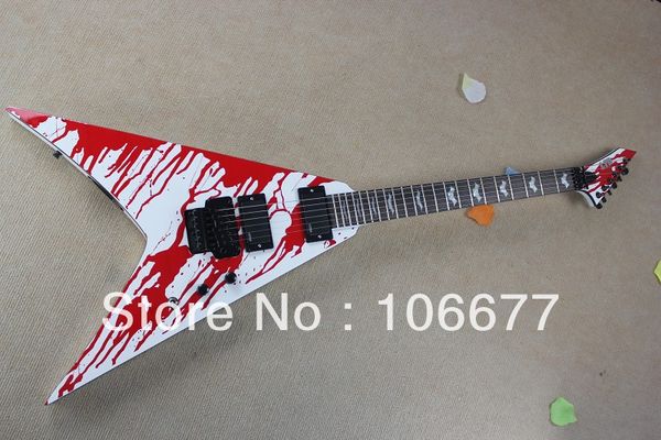 Livraison gratuite Top qualité LTD Flying V Custom Shop Blood Tears James Hetfield Guitare électrique Floyd Rose Bridge EMG