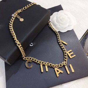 Topkwaliteit luxe merk designer hangers kettingen geen vervaging verguld roestvrij staal dubbele letter choker hanger ketting ketting sieraden accessoires