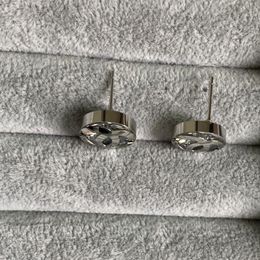 Pendientes de pareja de moda de acero titanio y piedra grande con tachuelas de diseñador de marca de lujo de alta calidad