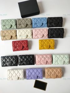 Portefeuille de canal de luxe de qualité supérieure France Paris Plaid Caviar Style Femme Mini Porte-cartes Pures Véritable Cuir Véritable Texture En Peau De Mouton Avec Boîte D'origine