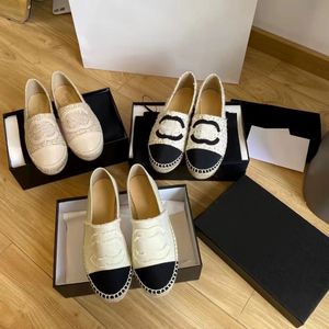 Luxe double canal Designer chaussure femme homme espadrilles pêcheur danse tenue décontractée chaussures mocassins baskets en cuir hommes chaussure bas talon plat chaussures de tennis à enfiler