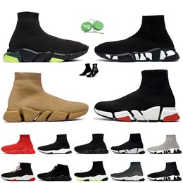 Top Quality Luxury Designer Sock Formateurs Chaussures Femmes Hommes Speed Trainer Noir Blanc Rouge Graffiti Fashion Speeds 2.0 Clear Sole Chaussettes Runners Platform Loafer Sneaker
