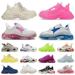 Diseñadores de lujo de primera calidad Zapatos Triple S Crystal Fondos gruesos Entrenadores Vintage Paris Track Casual Papá Mujeres Zapato para hombre Tenis al aire libre Zapatillas de deporte