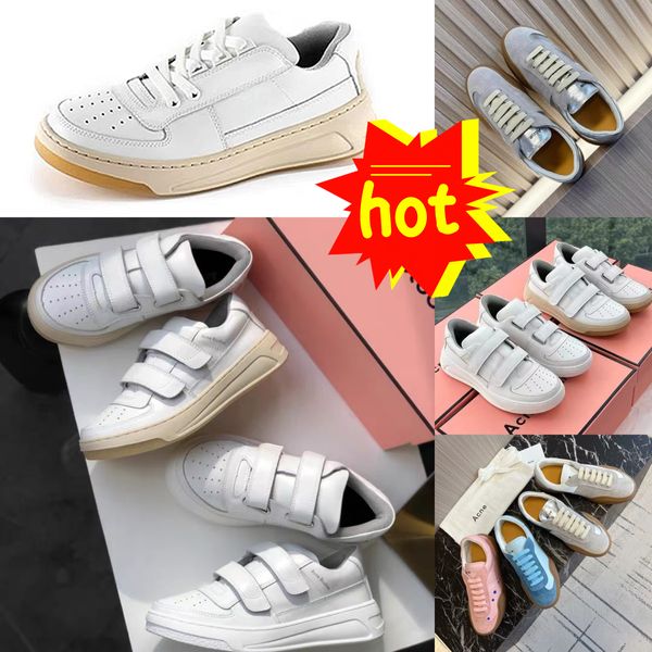 Zapatos de vestir de lujo de alta calidad Acné Smiling Barco genuino Blanco Blanco Zapatos Black Black Lace Up Flat Bottom Studios Sports Sports Gai bajo precio