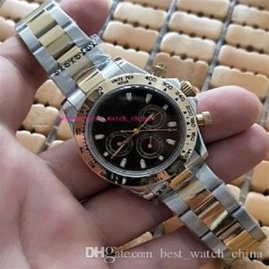 Top Quality Luxury Factory watch 40mm Case 116503 SS et 18K Yellow Gold Black Dial Boîtier en acier inoxydable Bracelet Automatic Mech293R