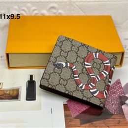 10A Hommes Designers d'animaux Portefeuille court Mode Cuir Noir Serpent Tiger Bee Femmes Porte-monnaie de luxe Titulaires de cartes avec boîte-cadeau Petits détenteurs Sacs à main Portefeuilles dhagte