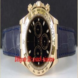 Topkwaliteit luxe herenhorloges lederen armband heren 40 mm 18kt goud zwarte index op band - 116518 Mechanisch modemerk 267f