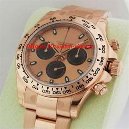 Luxe man van topkwaliteit Horloges roestvrijstalen armband heren Rose Gold Watch 116505 Roze wijzerplaat 40 mm automatische mechanische Men187p