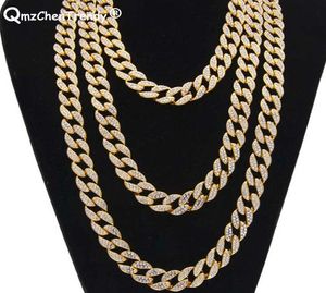 Luxury de luxe de qualité Simulate Simulate Bling Rigiane Miami Cuban Link Chain Men039s Hip Hop Collier Bijoux 15 mm Largeur 18208268779