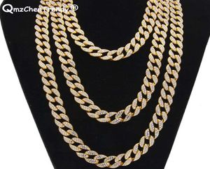 Luxury de luxe de qualité Simulate Simulate Bling Rigiane Miami Cuban Link Chain Men039s Hip Hop Collier Bijoux 15 mm Largeur 18208234006