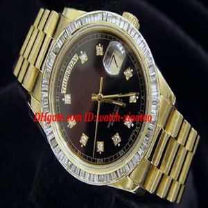Luxe horloges van topkwaliteit Polshorloges 18k geelgouden horloge zwarte diamanten bezel 18038 Watch 36mm automatische heren herenwork Watche 258e