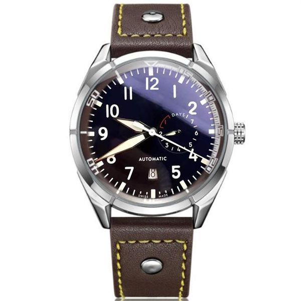 Montre-bracelet de luxe de qualité supérieure, grand pilote, cadran bleu nuit, automatique, 46MM, montre pour hommes, cadeau de noël, 189p
