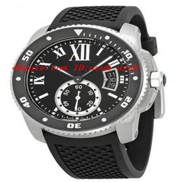 Montre-bracelet de luxe de qualité supérieure calibre de cadran noir montre pour hommes en caoutchouc 42mm montre automatique pour hommes Watches258N