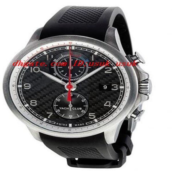Quartz de bracelet de luxe de qualité supérieure Portugais Yacht Club Quartz Chronograph Black Dial Men039s Watch 390212 455mm Mens Watch Watch8660373