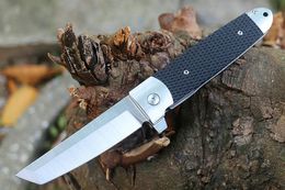 Couteau pliant de qualité supérieure M6703 Flipper 440C Satin Tanto Point Blade G10 avec poignée en tôle d'acier Roulement à billes Couteaux de poche EDC avec boîte de vente au détail