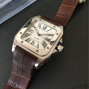 Top Kwaliteit man horloge Casual horloges voor Mannelijke automatisch uurwerk roestvrij staal 40mm horlogekast lederen band horloge 064-2