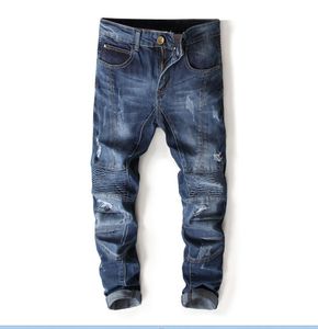 Top qualité hommes plissé point trou Jeans nouveau concepteur hommes Jeans célèbre marque Slim Fit hommes imprimé Jeans Denim pantalon 7113