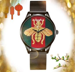 Top qualité hommes abeille tigre serpent cadran montre atmosphère classique horloge homme gros diamants bague de luxe mouvement à quartz montres montre de luxe cadeaux de qualité parfaite
