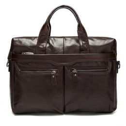 Porte-documents de qualité supérieure pour hommes, sacs de bureau en cuir véritable pour pochette d'ordinateur, porte-documents fourre-tout