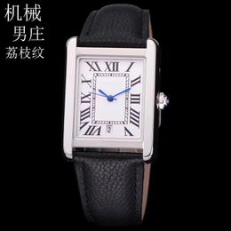 Top Kwaliteit Men Fashion Watch Classic Square Design Roestvrij staal Heren Horloges Automatische beweging Glide Sweep Moving Polshipes Clock A47