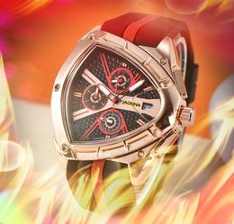 Topkwaliteit Heren volledig functioneel horloge Stopwatch Beroemde sportwagenraceklok Luxe quartz uurwerk Auto Datum speciale vorm kast Armband Zakelijke horloges geschenken