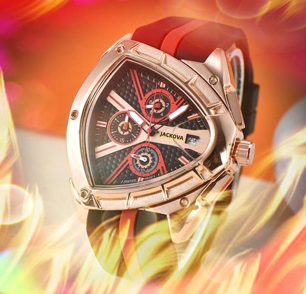 Top qualité hommes pleine fonction montre chronomètre célèbre voiture de sport horloge de course de luxe mouvement à quartz date automatique boîtier de forme spéciale bracelet montres d'affaires cadeaux